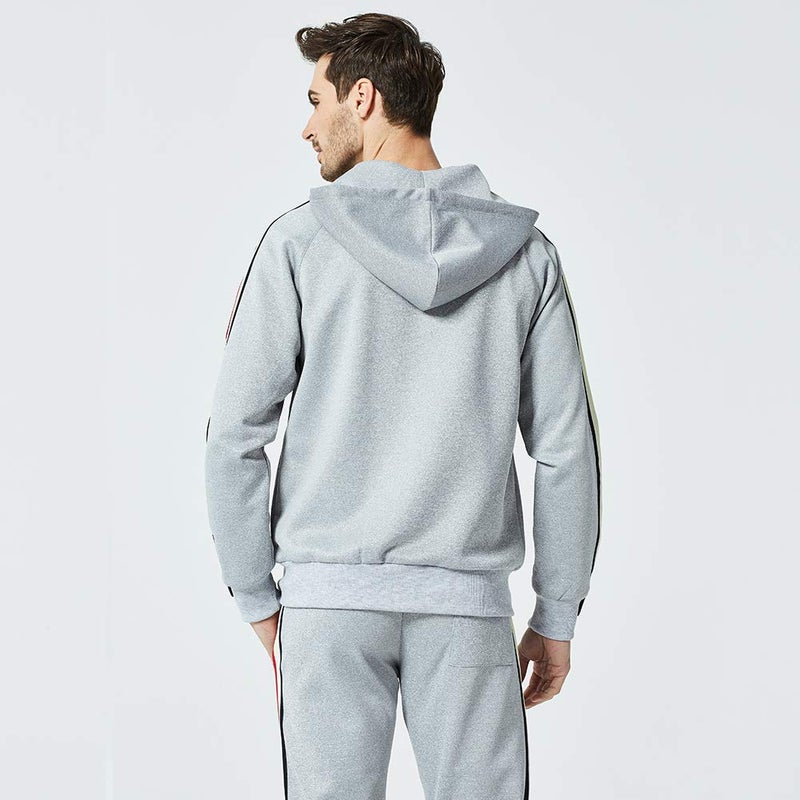 DUOFIER Men's Activewear Full Zip Warm Tracksuit Sports Set Casual Sweat Suit, Gray-L - Image 3